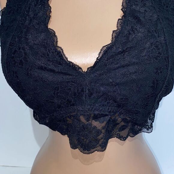 Gilly Hicks Women's Lace Floral Halter Padded Bralette Black Size XL - Picture 7 of 8